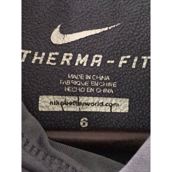 Nike Therma Fit Boys Hoodie Gray With Flourescent Green & White Lettering Size 6 - Picture 4 of 4